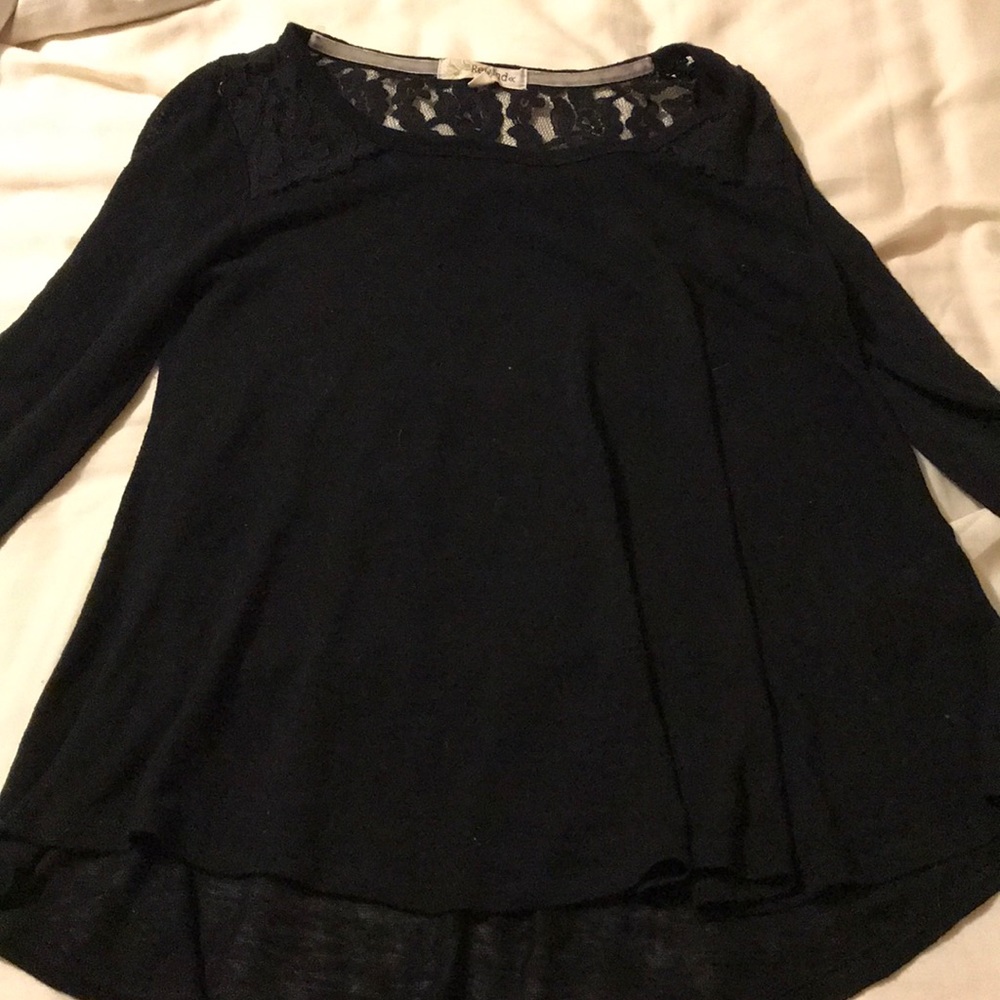 Black Shirt with Lace Detailing